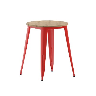 Flash Furniture Declan Commercial Grade Indoor/Outdoor Dining Table, 23.75" Round All Weather Poly Resin Top with Steel Base