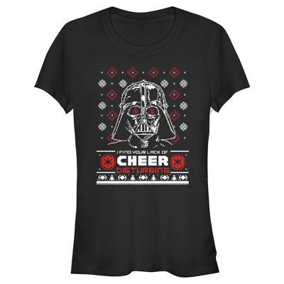 Juniors Womens Star Wars Ugly Christmas Lack of Cheer Snowflake T-Shirt