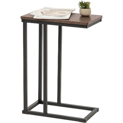 IRIS USA Wood and Metal Side Accent Table, Brown