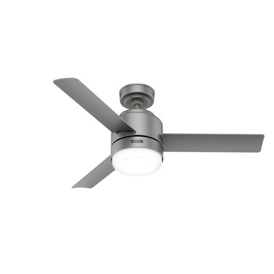 Hunter 44" Gilmour Lighted Ceiling Fan Matte Silver Finish - Modern Design for Indoor/Outdoor Use with Integrated LED Light