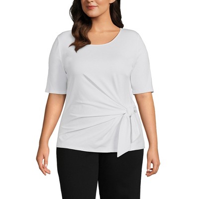 Lands' End Women's Lightweight Jersey Tie Front Top