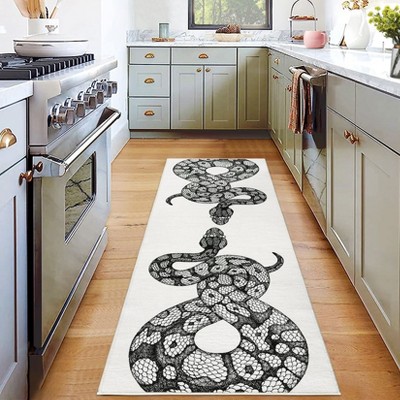 GAOMON Modern Snake Pattern Area Rug Washable Rug Low Pile Non-Slip Backing Carpet, Black/White