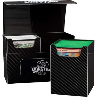 Monster Protectors Magnetic Double Deck Box - Black, Holds 150 Gaming TCGs, Compatible w Standard & Smaller Size Gaming Trading Cards