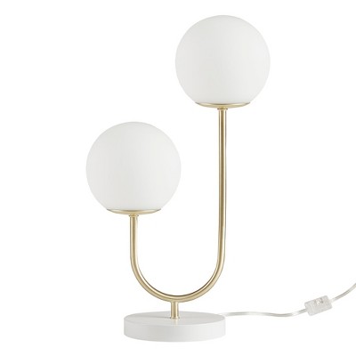 GDFStudio Virginia 20" Glass Shade Iron Table Lamp with Frosted Bulbs