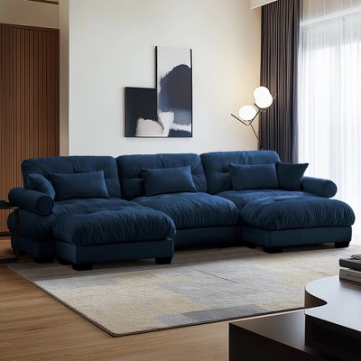 Christopher Knight Home Clare Modular Oversized Button Tufted Velvet Sectional Sofa with Movable Ottomans