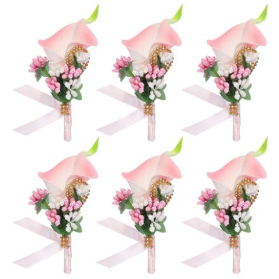 Unique Bargains Formal Dinner Party Wedding Groom Lily Boutonnieres Pins 6 Pcs