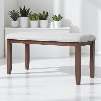 38" Upholstered Dining Bench with Solid Wood Legs, Entryway Bench, Dining Room or Hallway Seating, Linen Padded Indoor Bench for Kitchen
