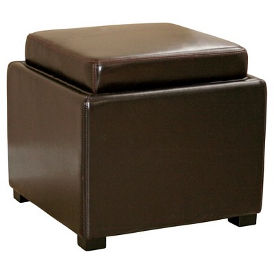 Tate Storage Ottoman Dark Brown - Baxton Studio: Compact Seating, Side Table, Non-Marking Feet