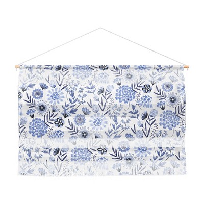 47"x32" 3pc Pimlada Phuapradit Blue And White Floral Wall Hanging Landscape Tapestries Blue - Deny Designs