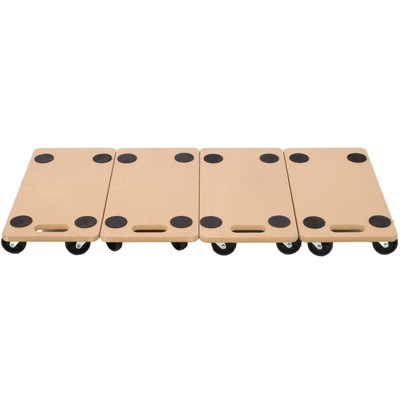 DSVIMOY 4PCS Furniture Moving Dolly, Heavy Duty Wood Rolling Mover with Wheels for Piano Couch Fridge Heavy Items, Natural, 22.8"*11.2"*4.3"