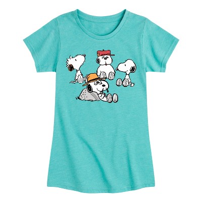 Girls' - Peanuts - Snoopy Siblings Fitted Short Sleeve Graphic T-Shirt