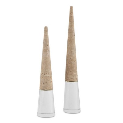 Uttermost 18169 Stoney Point Travertine & Crystal Sculptures, Set of 2