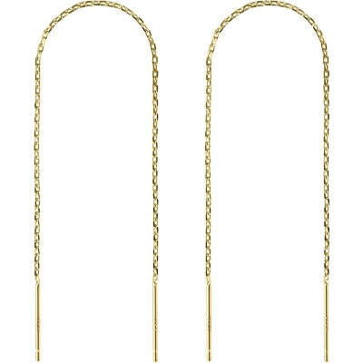 Chain Earrings for Women 18K Gold Plated Dainty Bar Drop Dangle Hypoallergenic Line Dangly Jewelry Gift for Teen Girls