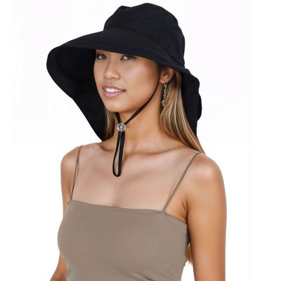 Anna-Kaci Womens Sun Hat Wide Brim Bucket Hats with Neck Flap and Ponytail Hole for Summer Beach Fishing Hiking