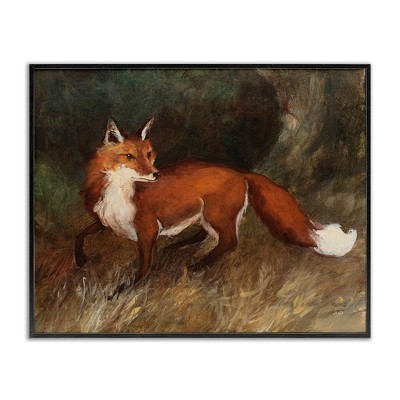 Stupell Industries Wild Fox in Forest Black Framed Giclee Art