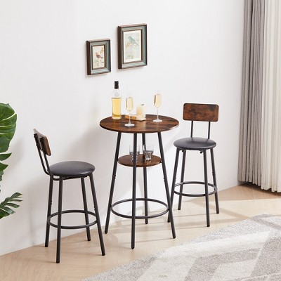 LOVMOR Round bar stool set with shelf