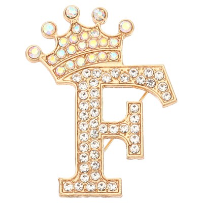 Unique Bargains Women Rhinestone Initial Alphabet Badges Pins and Clips