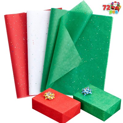 Joyfy 72/180 Sheets Glitter Tissue Paper, 20"x20" Red Green White Christmas Wrapping Paper for Gift Wrapping Supplies DIY Wrap Craft Decorations