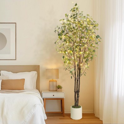 Artificial Eucalyptus Palm Tree for Indoor Outdoor Decor, Realistic Greenery with Adjustable Stems, Easy Assembly, Ideal for Home Office Balcony