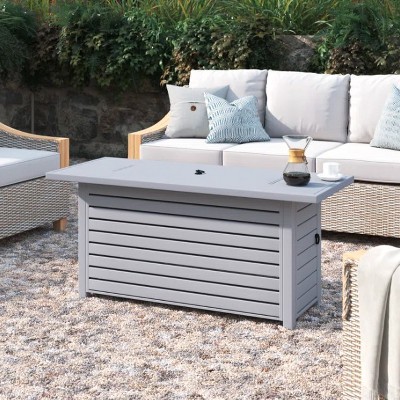 Rectangular Steel Outdoor Fire Pit Table with Stainless Steel Burner and Propane/Natural Gas Capability