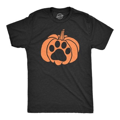 Mens Pumpkin Paw T Shirt Funny Halloween Jack-O-Lantern Pet Puppy Animal Lover Novelty Tee - Crazy Dog Men's T Shirt For Halloween Season