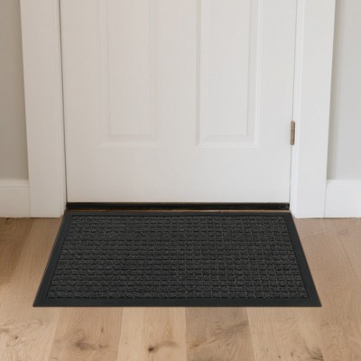 ROVSUN Front Door Mat, Absorbent Muddy Dirt Resist Welcome Floor Mats for Indoor Outdoor Entrance Porch, Gray