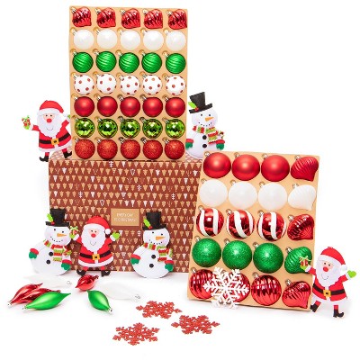 Every Day is Christmas Deluxe 80 Piece Set of Shatterproof Ornaments, Full Tree Ornament Set, Christmas Balls and Decorations