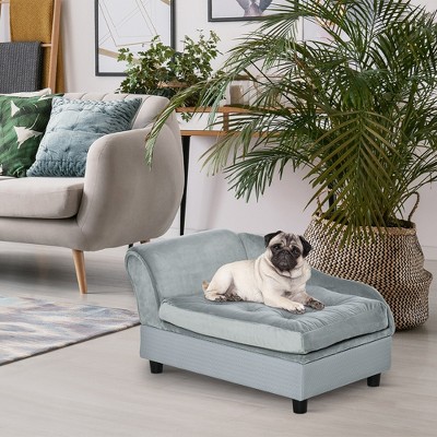 Gulches PawHut Luxury Fancy Dog Couch Bed for Small Dogs with Hidden Storag Soft 3" Foam, Gray