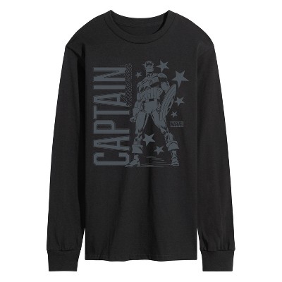 Men's - Marvel - Captain America Monochrome Long Sleeve Graphic T-Shirt