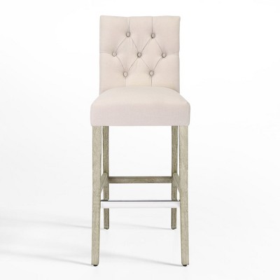 WestinTrends 29" Upholstered Linen Fabric Tufted Bar Stool Chair, Beige