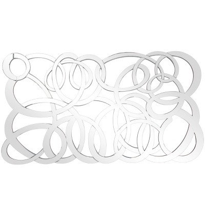 Olivia & May 35"X64" Glass Geometric Room Wall Mirror Silver
