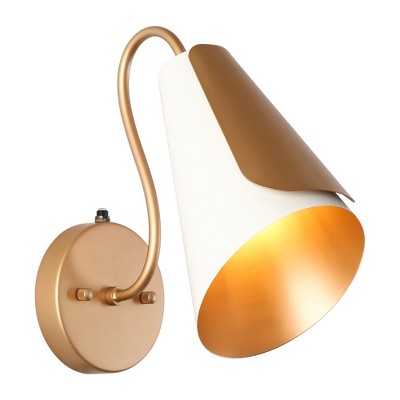 LNC Charonefos 1-Light 11"H Mid-Century Modern Cone Outdoor Wall Lights,Black and Gold, White and Gold
