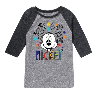 Boys' - Disney - Mickey Sketch Pattern Raglan Graphic T-Shirt