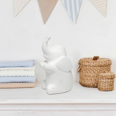 Creekwood Home 8.18" Glowing Ceramic Gentle Giant Elephant Light White