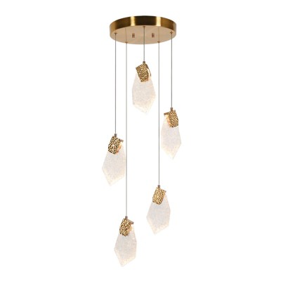LNC Marvinbell Luxury and Glam Teardrop Integrated LED Crystal Kitchen Island  Lights, Gold ,4.3in/14.5in/37.4in