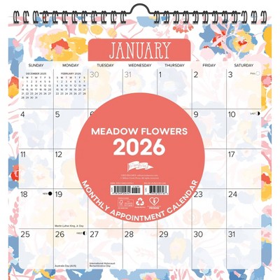 Willow Creek Press 12"x12" 2026 Meadow Flowers Spiral Wall Calendar