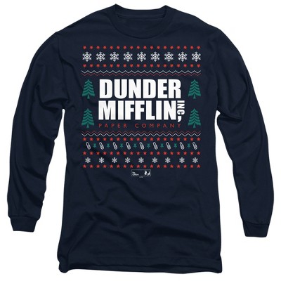 Men’s The Office Dunder Mifflin Ugly Christmas Sweaters Long Sleeve T-Shirt