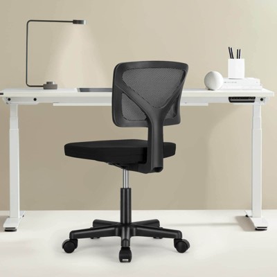 Armless Mesh Office Chair with Adjustable Height and Lumbar Support, Swivel Rolling Computer Desk Chair for Small Spaces