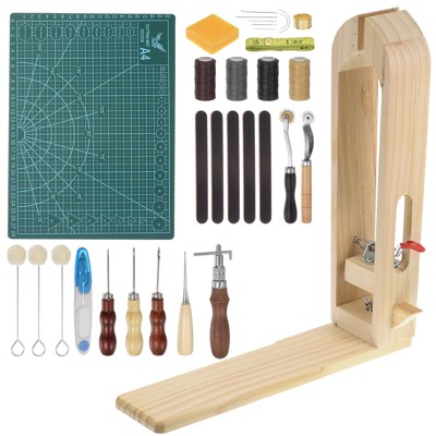Unique Bargains Desktop Hand Leather Working Tools Kit for Sewing Crafting 33 Pcs
