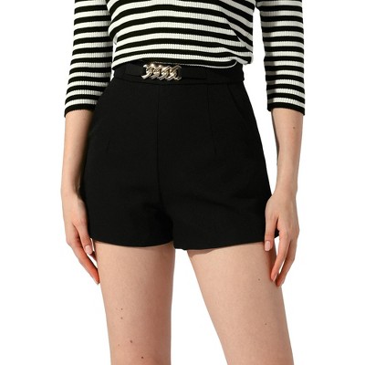 Allegra K Women's Elegant High Waist Zipper with Pockets Straight Leg Summer Shorts