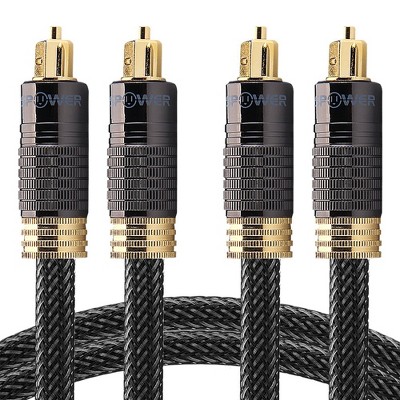 FosPower 24K Gold-Plated Optical Digital Audio Cable - 6FT, Zero RFI & EMI Interference S/PDIF Toslink Cable with Ultra Durable Nylon Braided Jacket