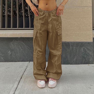 Clearlove WWomen’s Utility Cargo Joggers 5-Pocket Loose Fit Quick-Dry Elastic Waist Work Pants Casual Streetwear Trousers