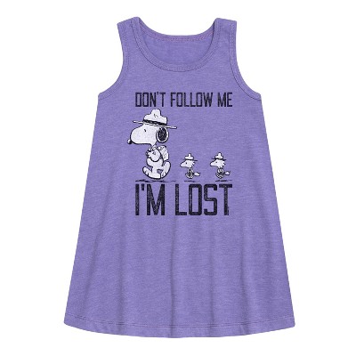 Girls' - Peanuts - Don't Follow Me Graphic Sleeveless Aline Dress