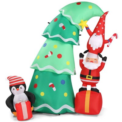 Karl Home 6 FT Christmas Tree with Elf and Santa Claus Lighted Christmas Inflatable Decoration