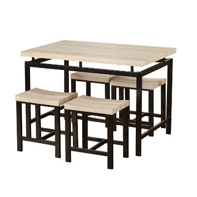 Buylateral 5pc Liberty Compact Stool Rectangular Dining Set Natural/Black