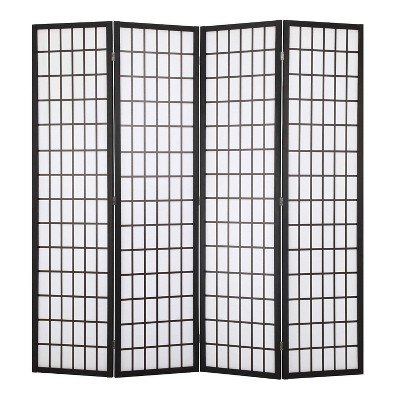 FDW Elegant Folding Room Divider 4-Panel 6ft Screen Divider Folding Privacy Divider with Solid Wood Frame Shoji Panels