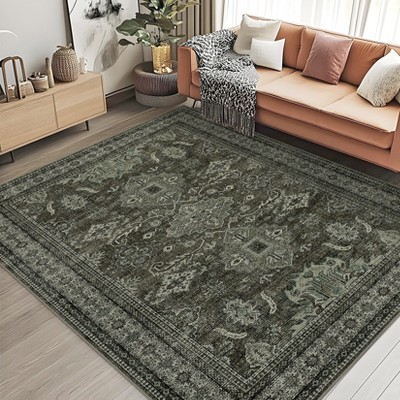 Vintage Persian Area Rugs for Living Room Bathroom Indoor Thin Soft Floor Mat for Bedroom Washable Low Pile Non Slip Carpet