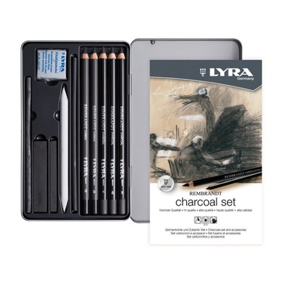 Lyra® Rembrandt Charcoal Sketching Set Tin, Artist Pencils, Assorted, 11 Pieces