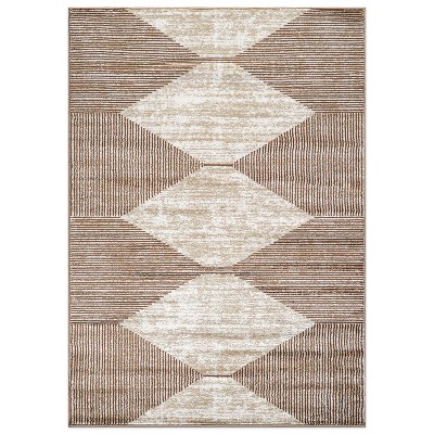 World Rug Gallery Beige Brown Geometric Stripe Indoor Area Rug