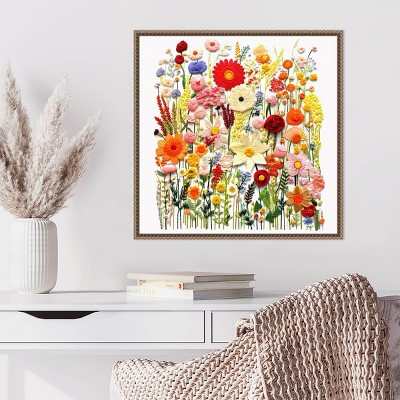 Amanti Art 22"x22" Wild Flower Patch III by Roozbeh Framed Canvas Wall Art Print